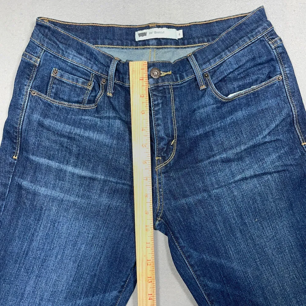 Levis 515 Bootcut Jeans Women Size 6 Blue Mid Rise Dark Wash Denim Casual Y2K - Picture 5 of 12